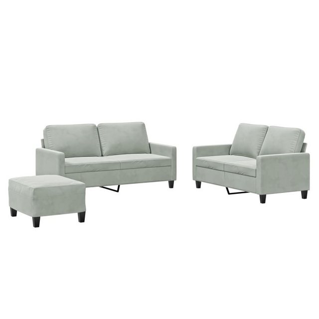 vidaXL Sofa Sofagarnitur Set mit Kissen Samt, 3-tlg., Hellgrau günstig online kaufen