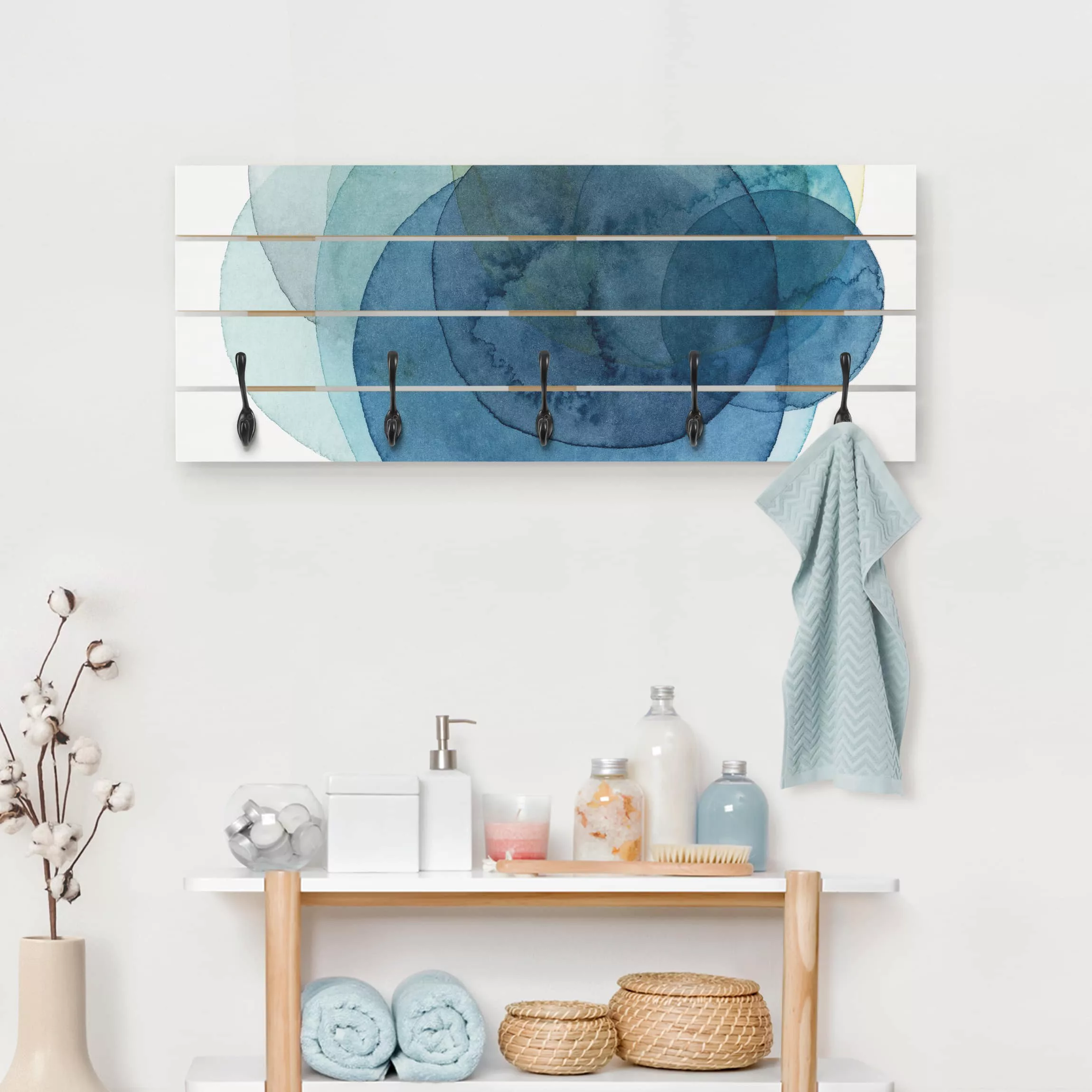 Wandgarderobe Holzpalette Abstrakt Urknall - blau günstig online kaufen
