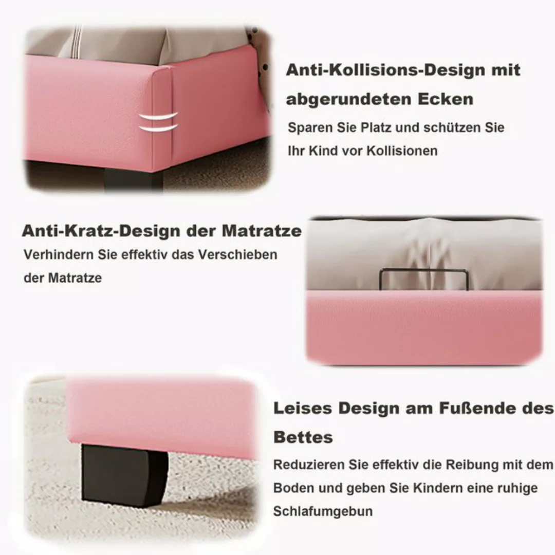 MODFU Bett Gästebett Polsterbett Jugendbett (mit Lattenrosten und Rückenleh günstig online kaufen