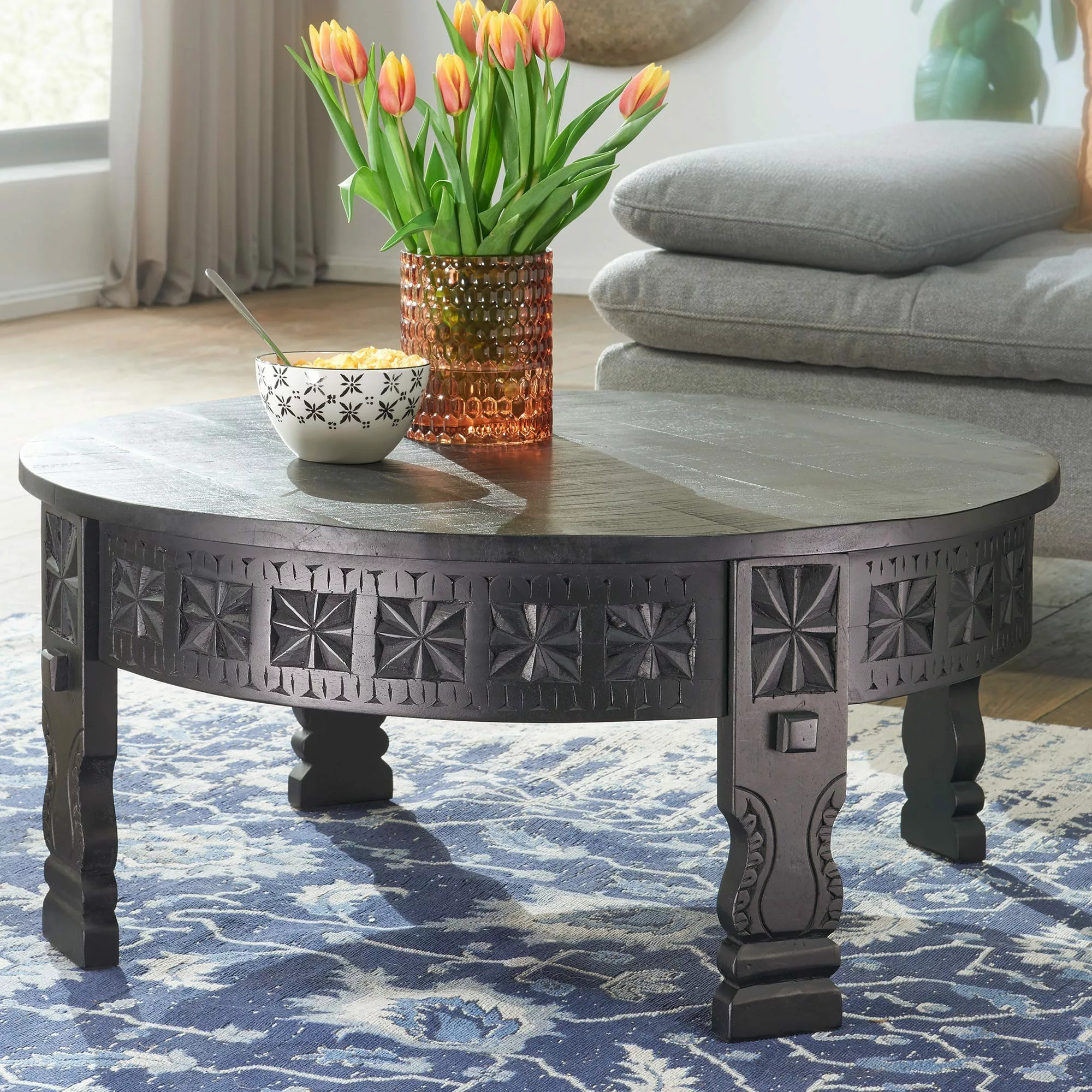 FINEBUY Couchtisch FB26151 (Sofatisch Rund, 80x36x80 günstig online kaufen