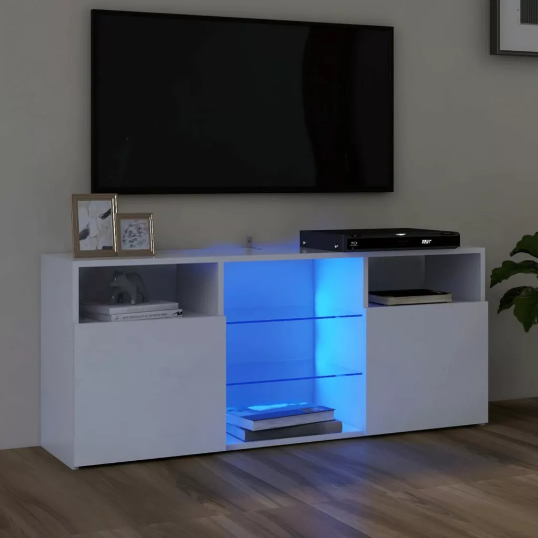 vidaXL TV-Schrank TV-Schrank mit LED-Leuchten Weiß 120x30x50 cm Lowboard günstig online kaufen