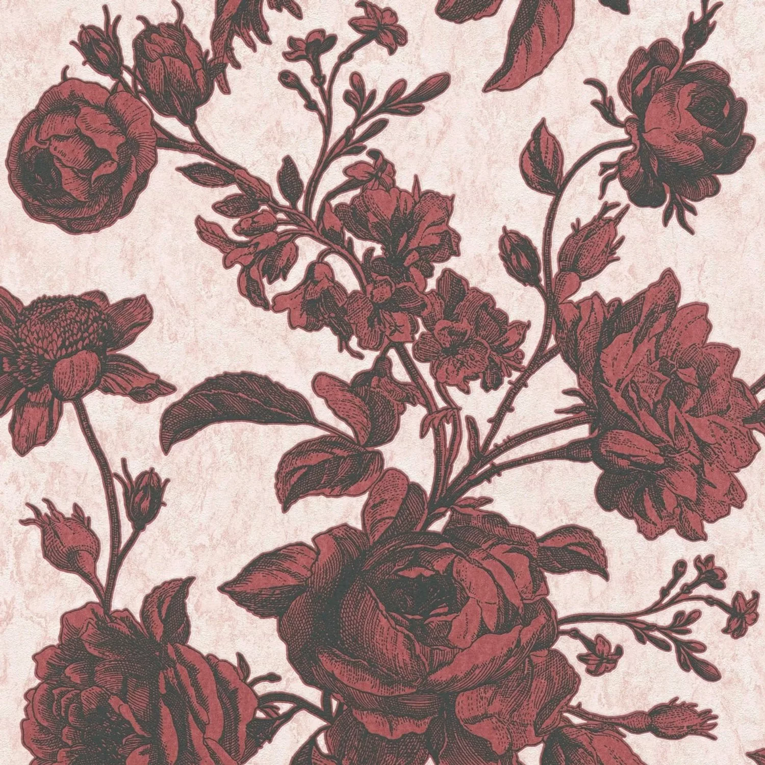 Bricoflor Rote Tapete Mit Rosen Im Vintage Stil Romantische Vliestapete Mit günstig online kaufen