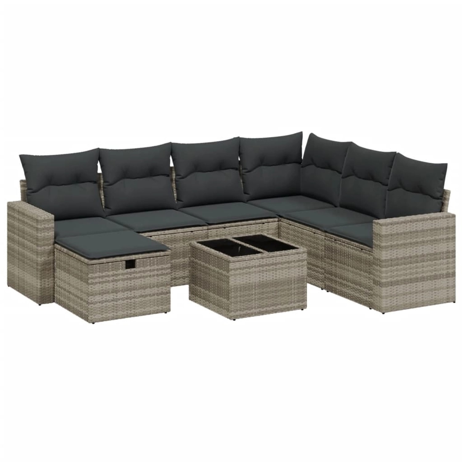 vidaXL 8-Tlg Garten-Sofagarnitur mit Kissen Hellgrau Poly Rattan 3263538 günstig online kaufen