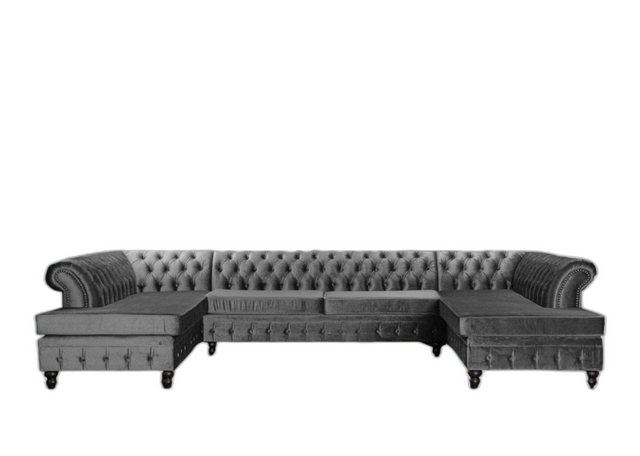 Xlmoebel Ecksofa Grau Chesterfield Dreisitzer Luxus Wohnzimmermöbel Neu Sto günstig online kaufen