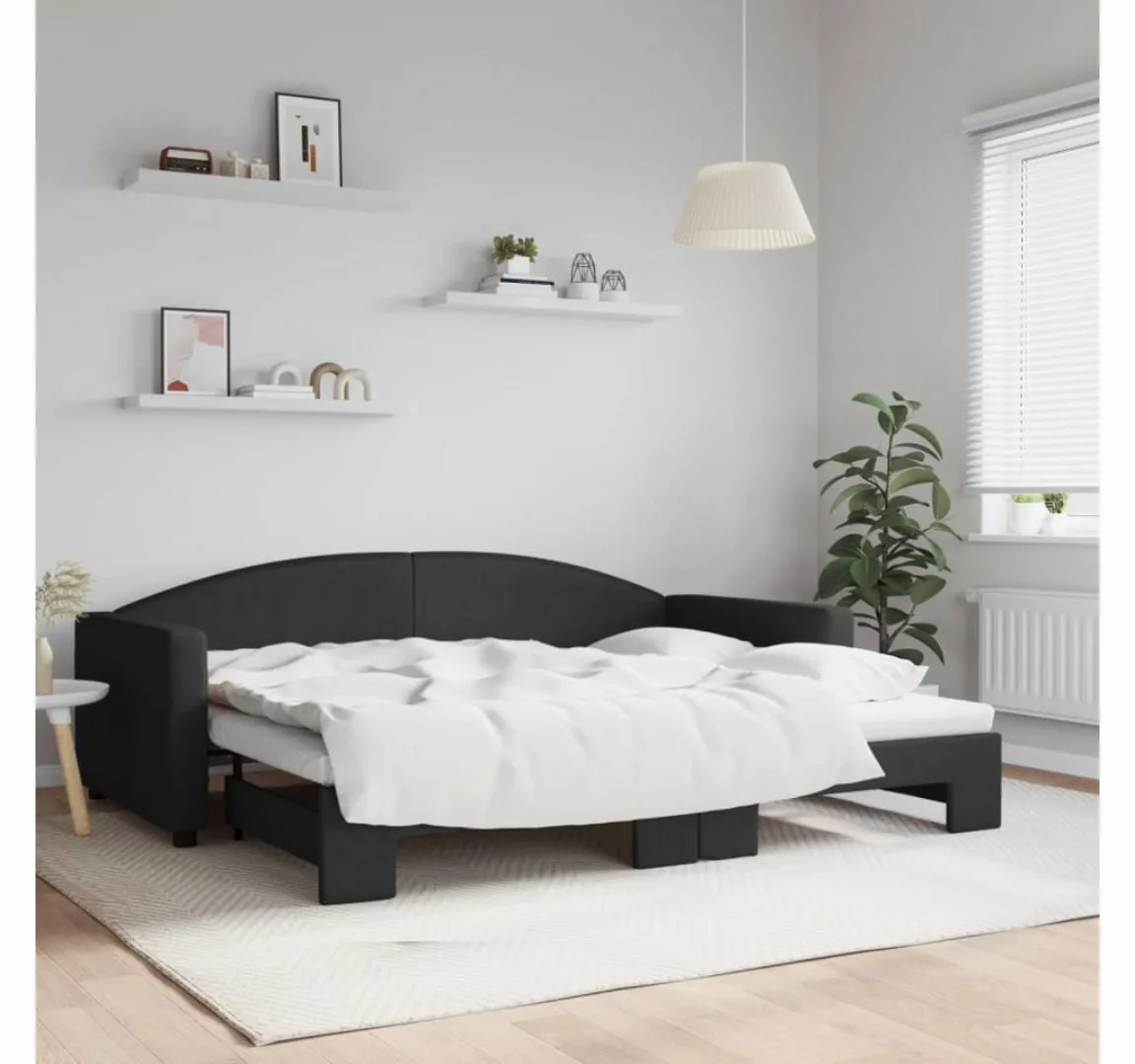 vidaXL Gästebett Gästebett Tagesbett Ausziehbar Schwarz 90x200 cm Stoff Bet günstig online kaufen