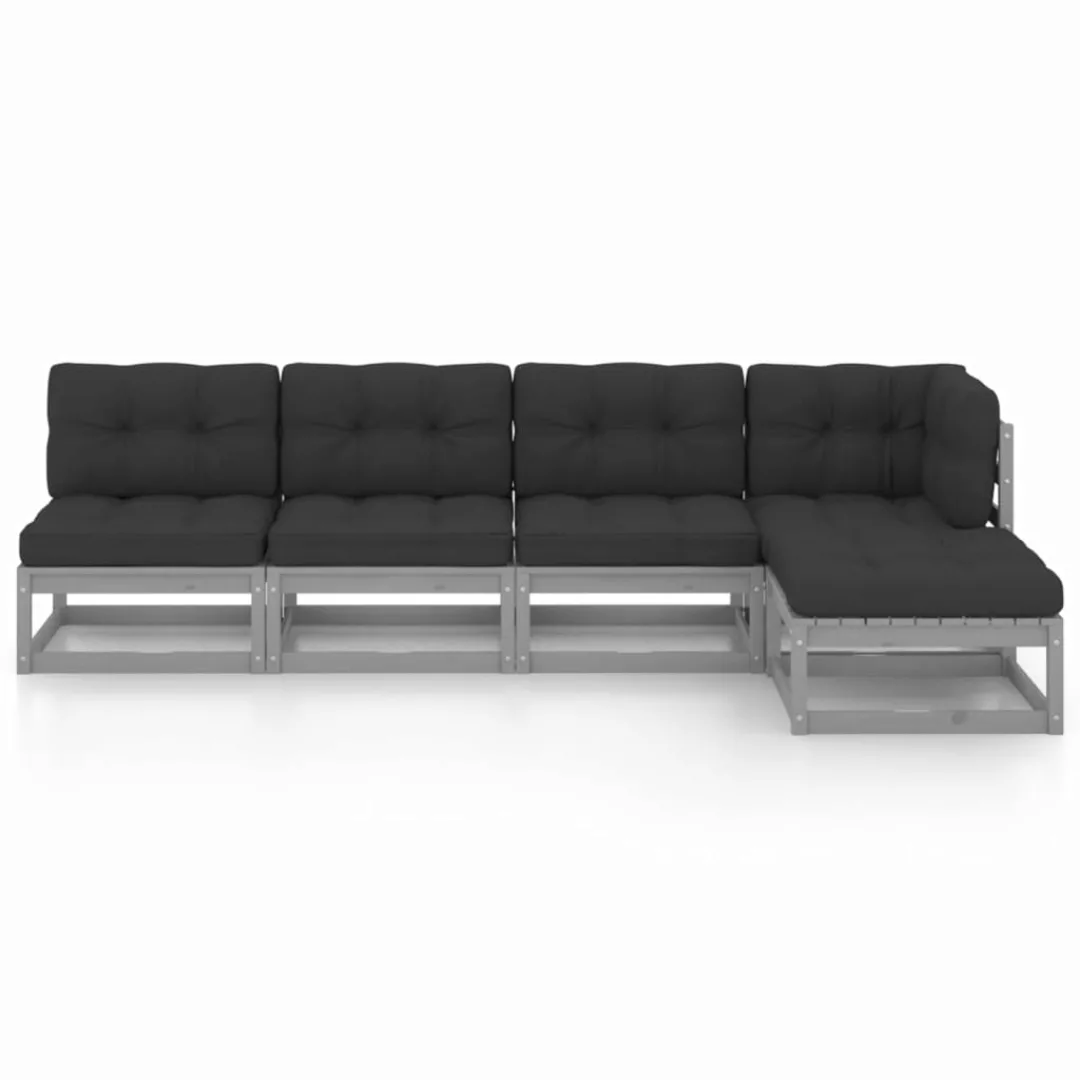 5-tlg. Garten-lounge-set Mit Kissen Kiefer Massivholz günstig online kaufen