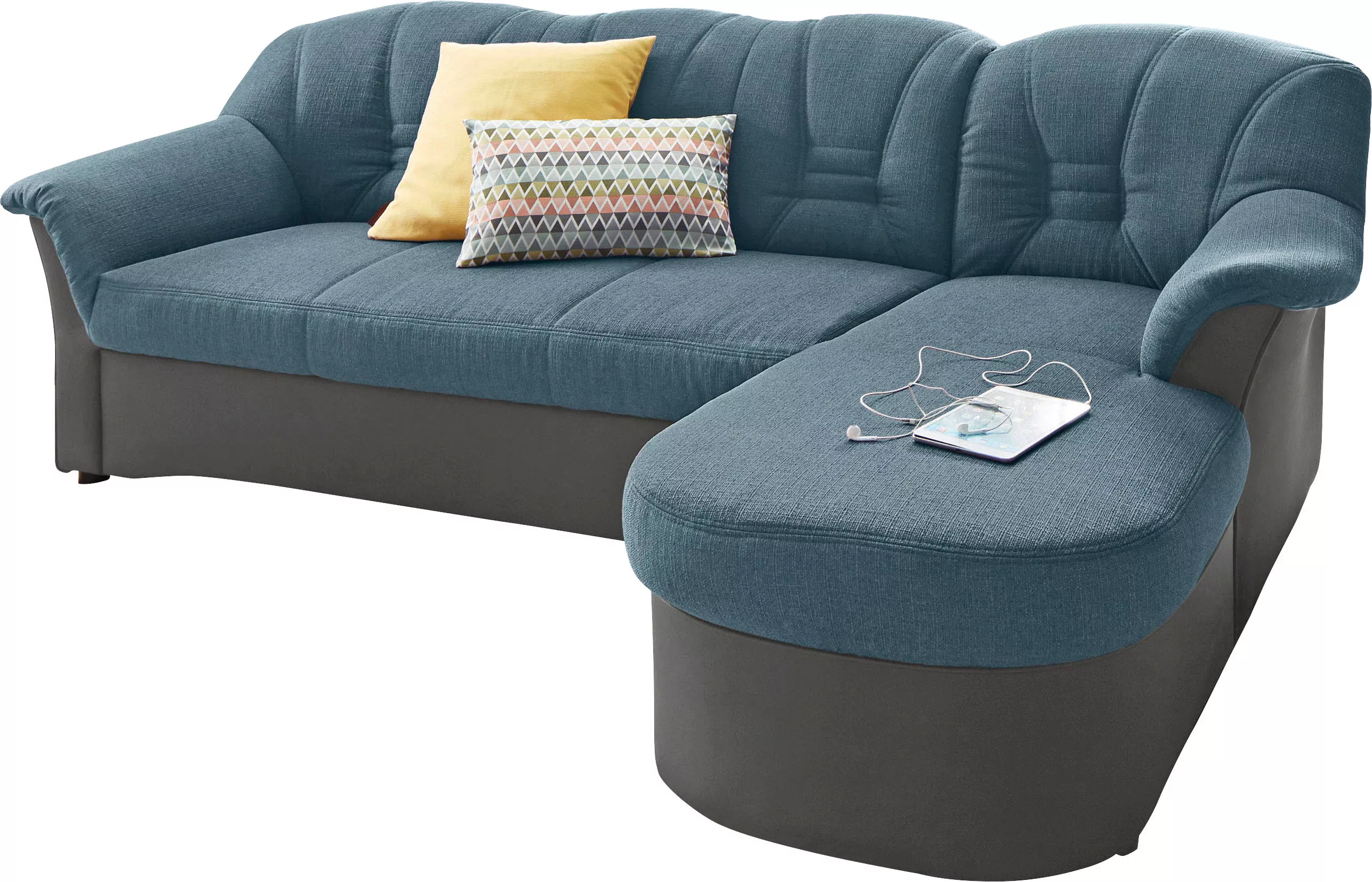 DOMO collection Ecksofa »Elva, zeitlose Formensprache, elegante Rückenstepp günstig online kaufen