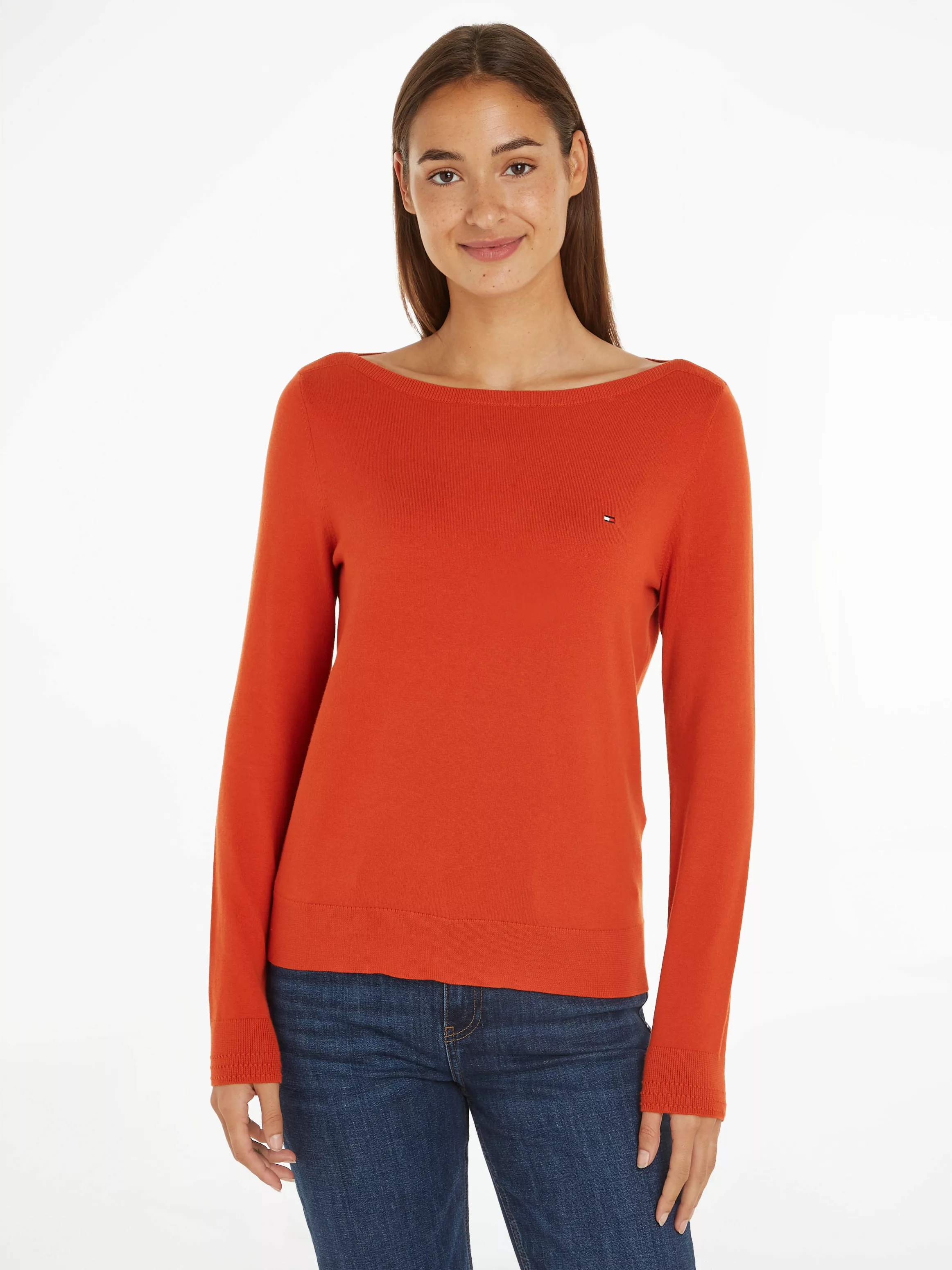 Tommy Hilfiger Strickpullover CO JERSEY STITCH BOAT-NK SWEATER mit Tommy Hi günstig online kaufen