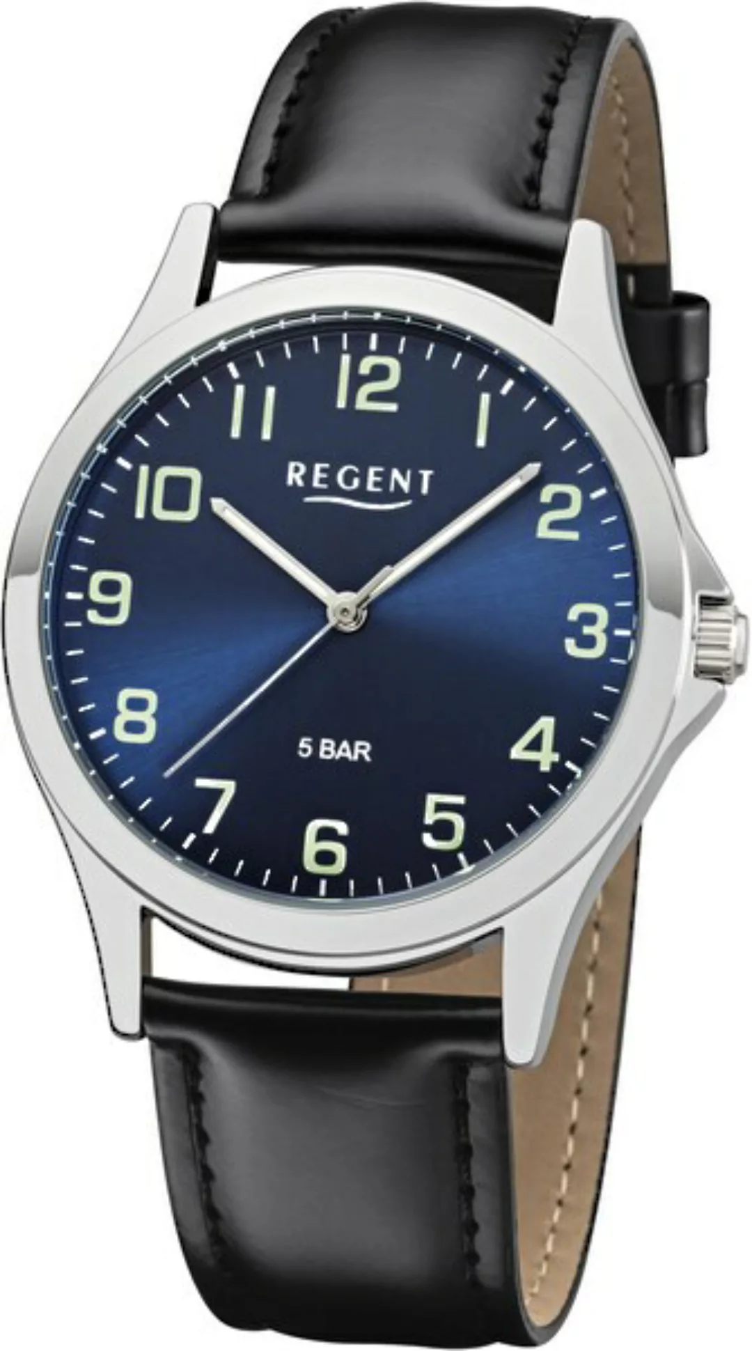 Regent Quarzuhr »18307814«, Armbanduhr, Herrenuhr, mit Leuchtzeiger günstig online kaufen