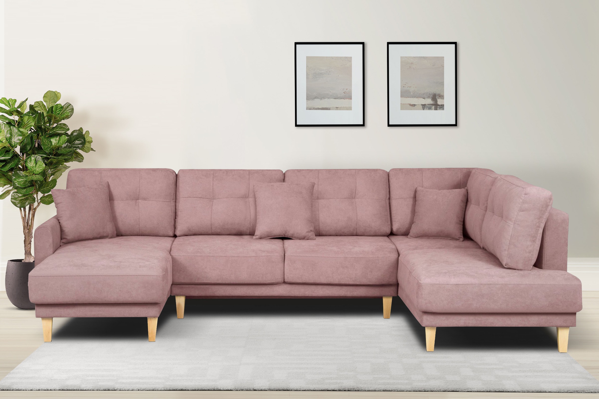 Home affaire Wohnlandschaft "TRIPLO U-Form wahlweise mit Schlaffunktion, B/ günstig online kaufen