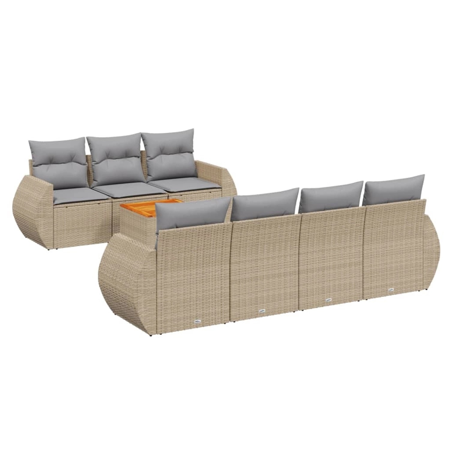vidaXL 8-Tlg Garten-Sofagarnitur mit Kissen Beige Poly Rattan 3257242 günstig online kaufen