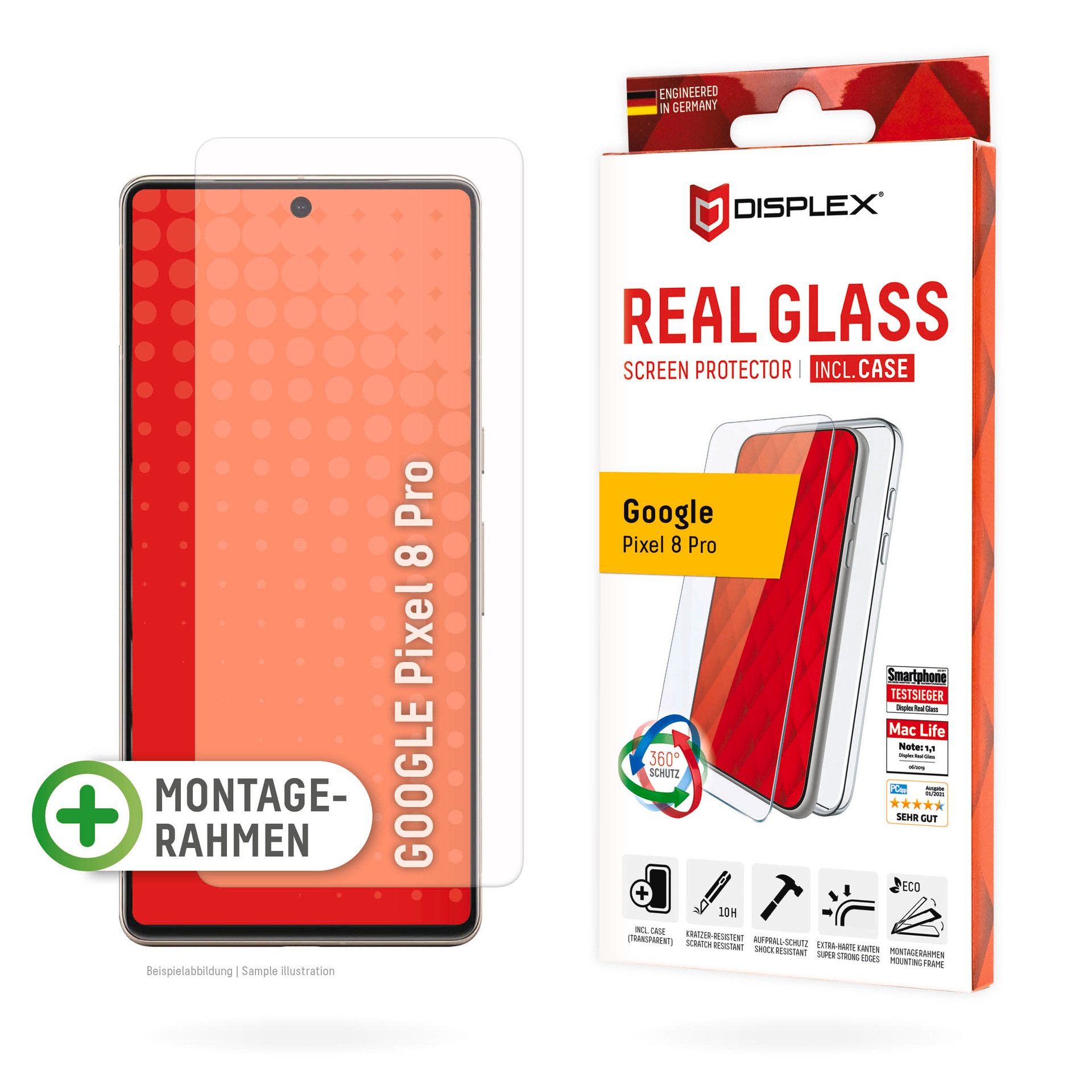 Displex Displayschutzglas »Real Glass + Case Set«, für Google Pixel 8 Pro, günstig online kaufen