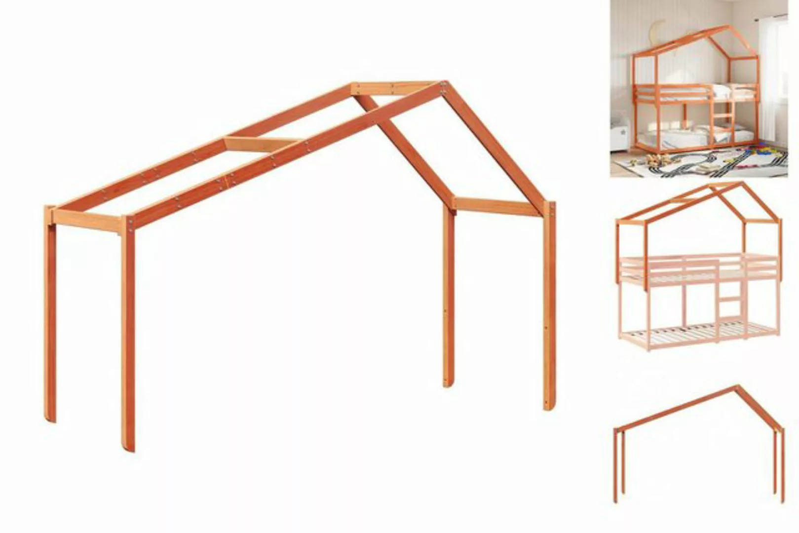 vidaXL Kinderbett Dach für Kinderbett Wachsbraun 203x95,5x142cm Massivholz günstig online kaufen