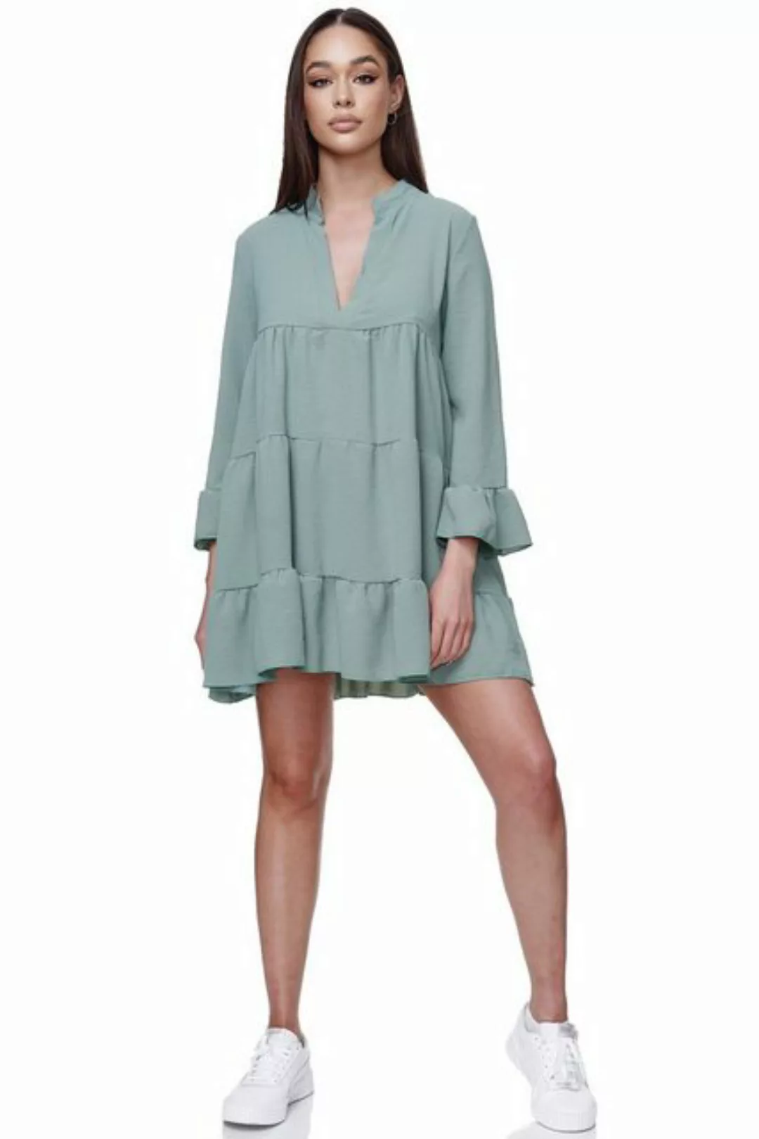 Rayshyne Minikleid RS-04 (Midi Tunika Sommer Kleid mit Rüschen) günstig online kaufen