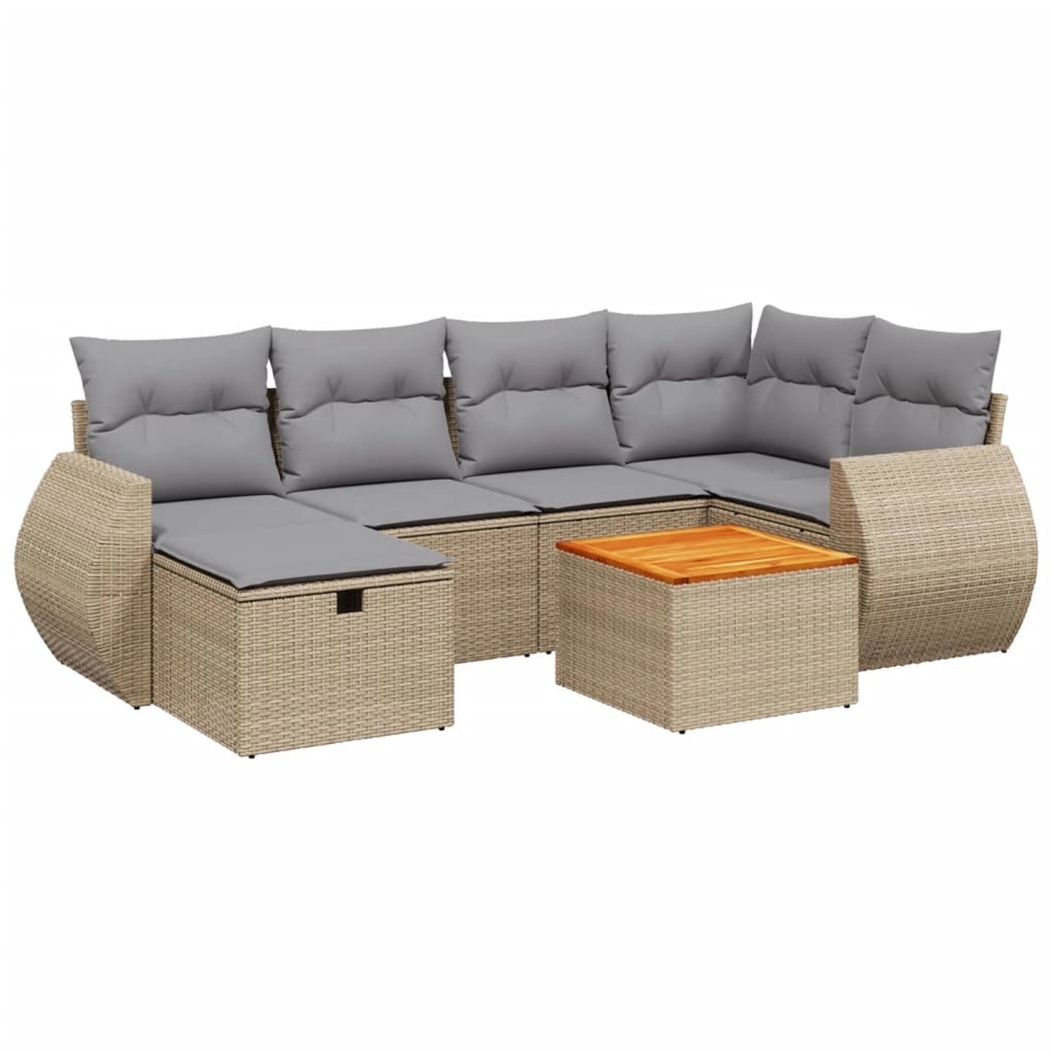 vidaXL 7-tlg Garten-Sofagarnitur mit Kissen Beige Poly Rattan Modell 237 günstig online kaufen