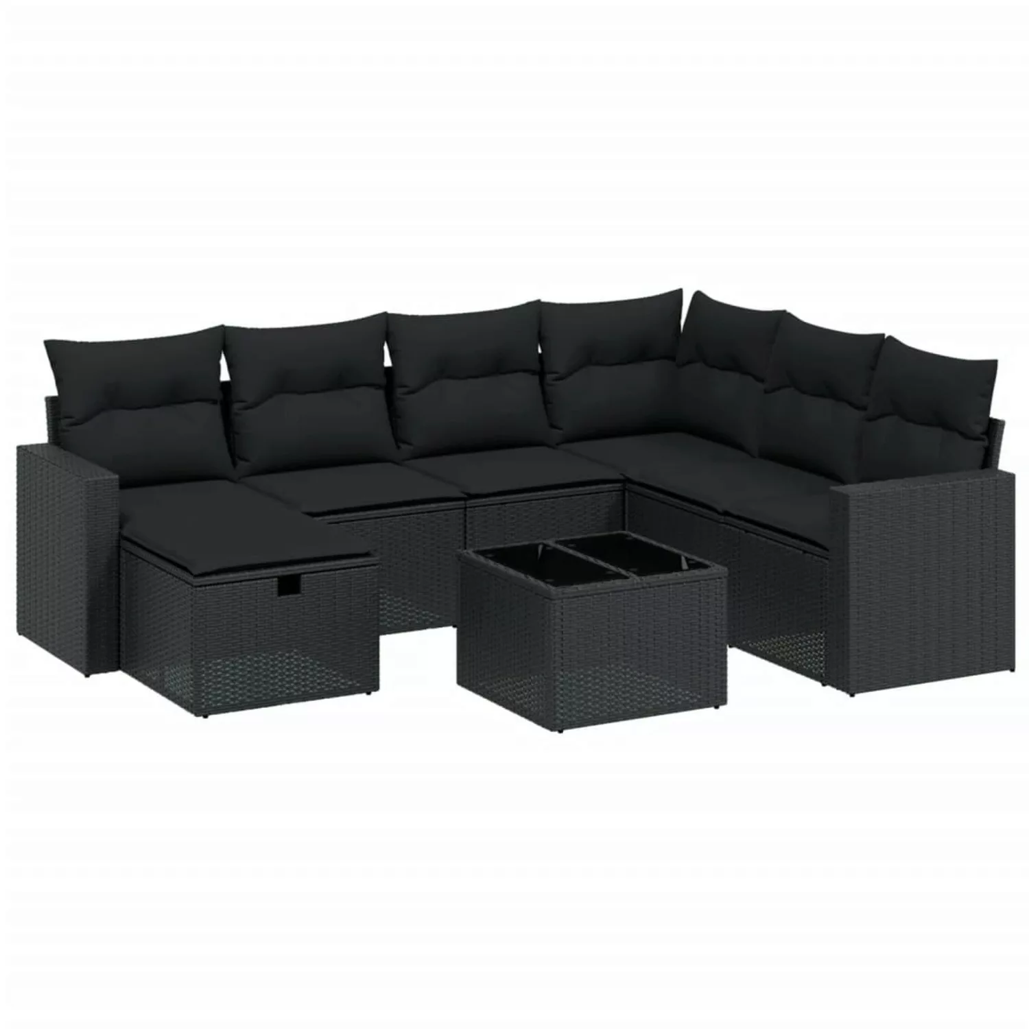 vidaXL 8-tlg Garten-Sofagarnitur mit Kissen Schwarz Poly Rattan Modell 109 günstig online kaufen