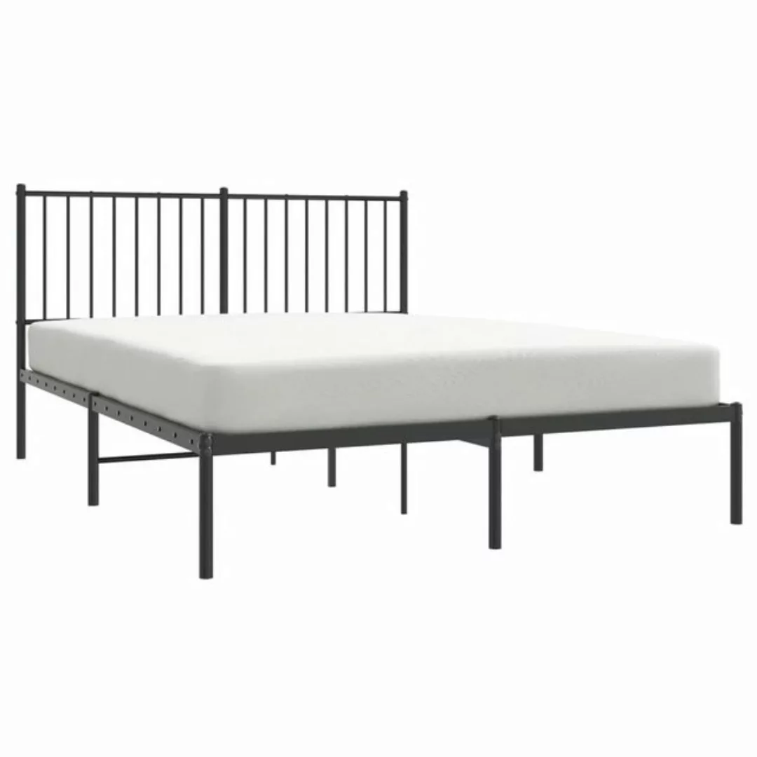 furnicato Bettgestell mit Kopfteil Metall Schwarz 140x190 cm (1-tlg) günstig online kaufen