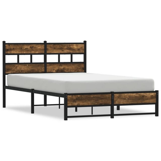 vidaXL Bett, Metallbett ohne Matratze Räuchereiche 120x190 cm günstig online kaufen