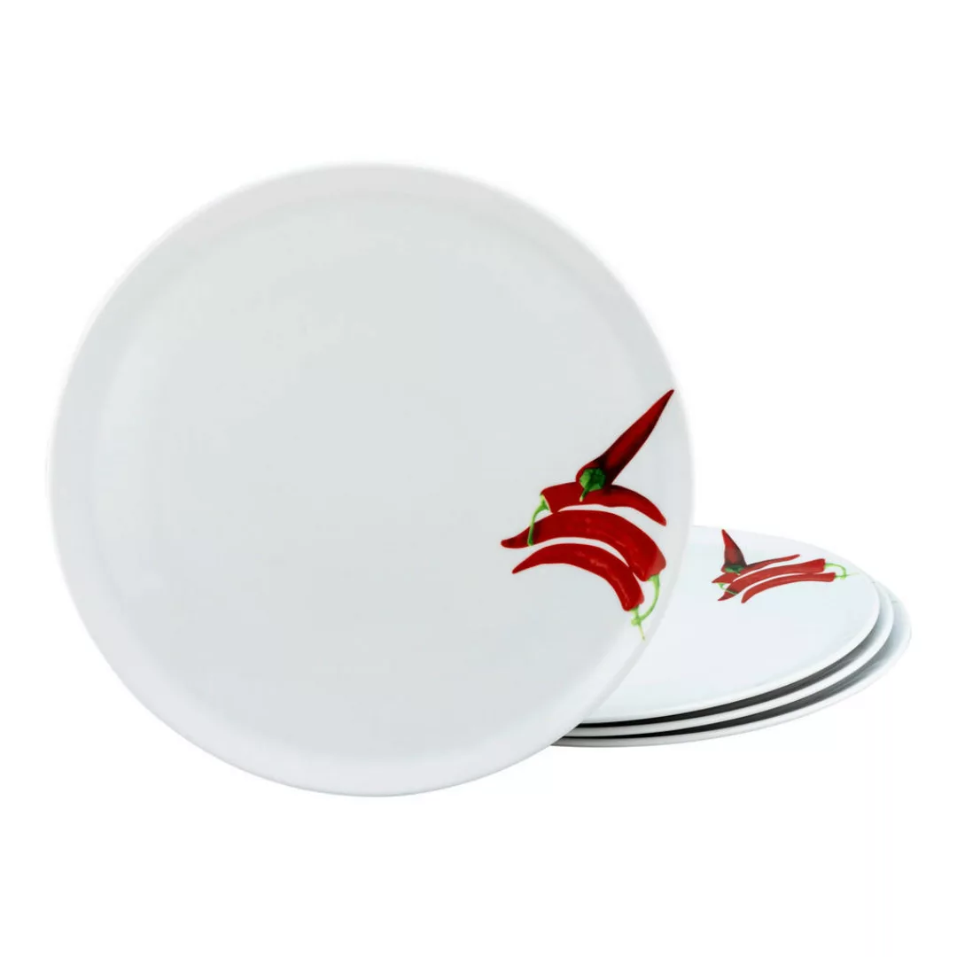 CreaTable Pizzateller CHILLI weiß Porzellan 4 tlg. günstig online kaufen