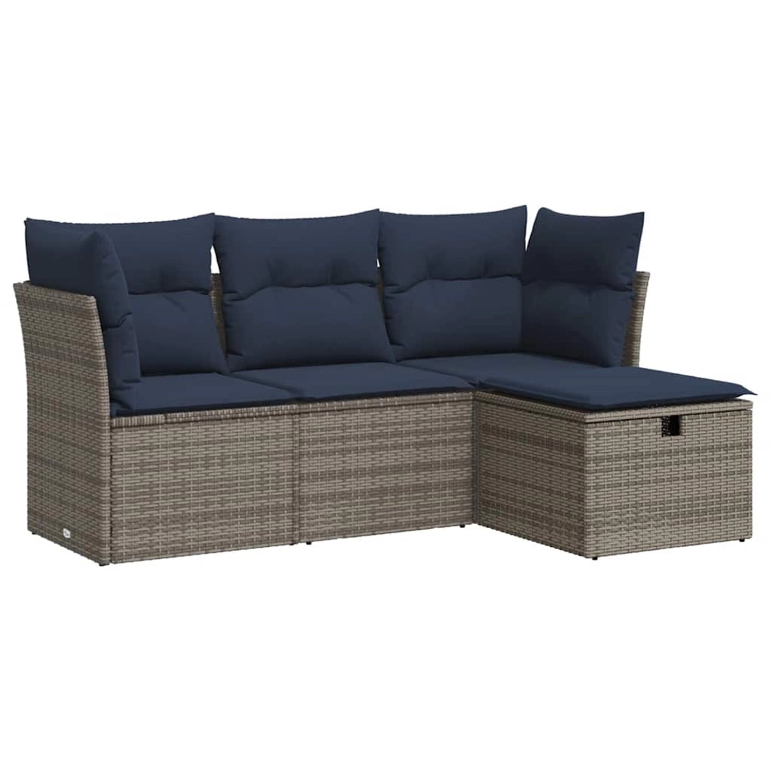 vidaXL 4-Tlg Garten-Sofagarnitur mit Kissen Grau Poly Rattan 3325257 günstig online kaufen