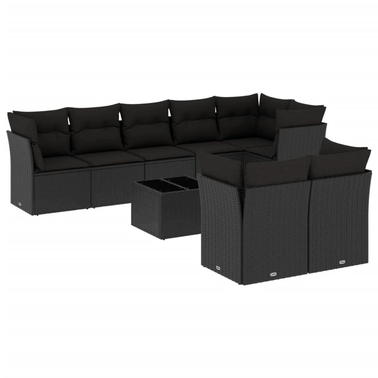 vidaXL 9-tlg Garten-Sofagarnitur mit Kissen Schwarz Poly Rattan Modell 22 günstig online kaufen