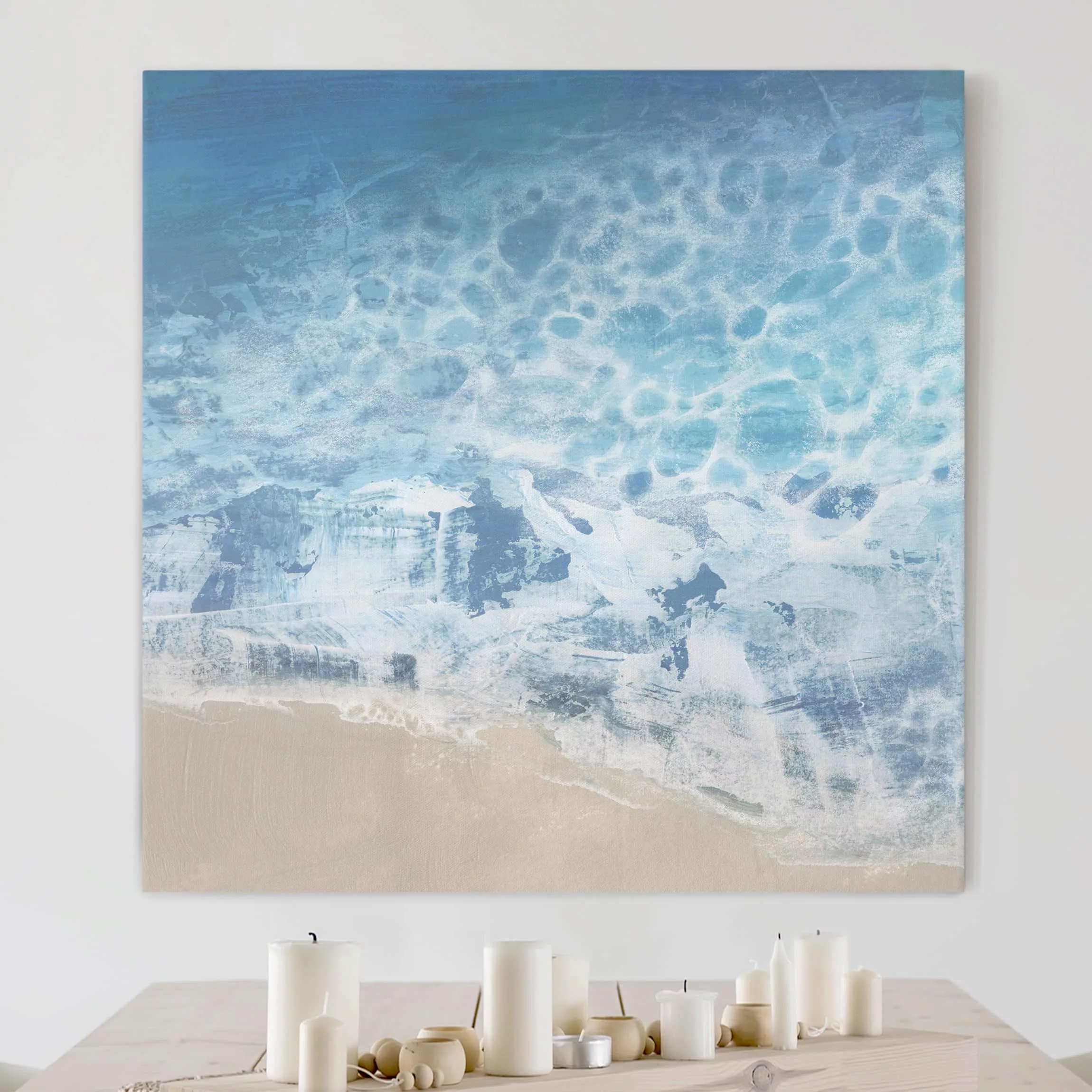 Leinwandbild Strand - Quadrat Ebbe und Flut in Farbe II günstig online kaufen