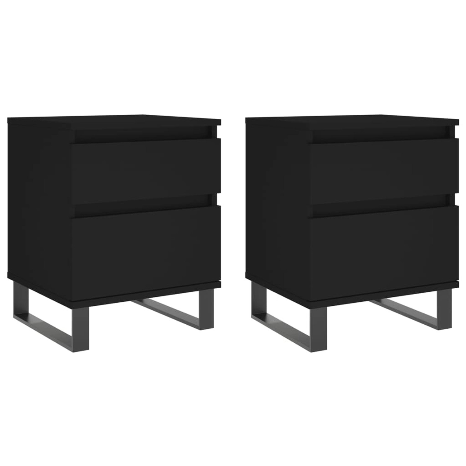 vidaXL Nachttische 2 Stk Schwarz 40x35x50 cm Holzwerkstoff Modell 4 günstig online kaufen