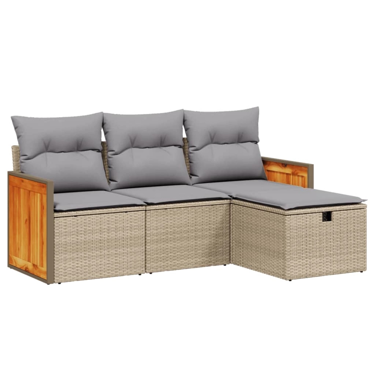 vidaXL 4-Tlg Garten-Sofagarnitur mit Kissen Beigemischung Poly Rattan 32657 günstig online kaufen