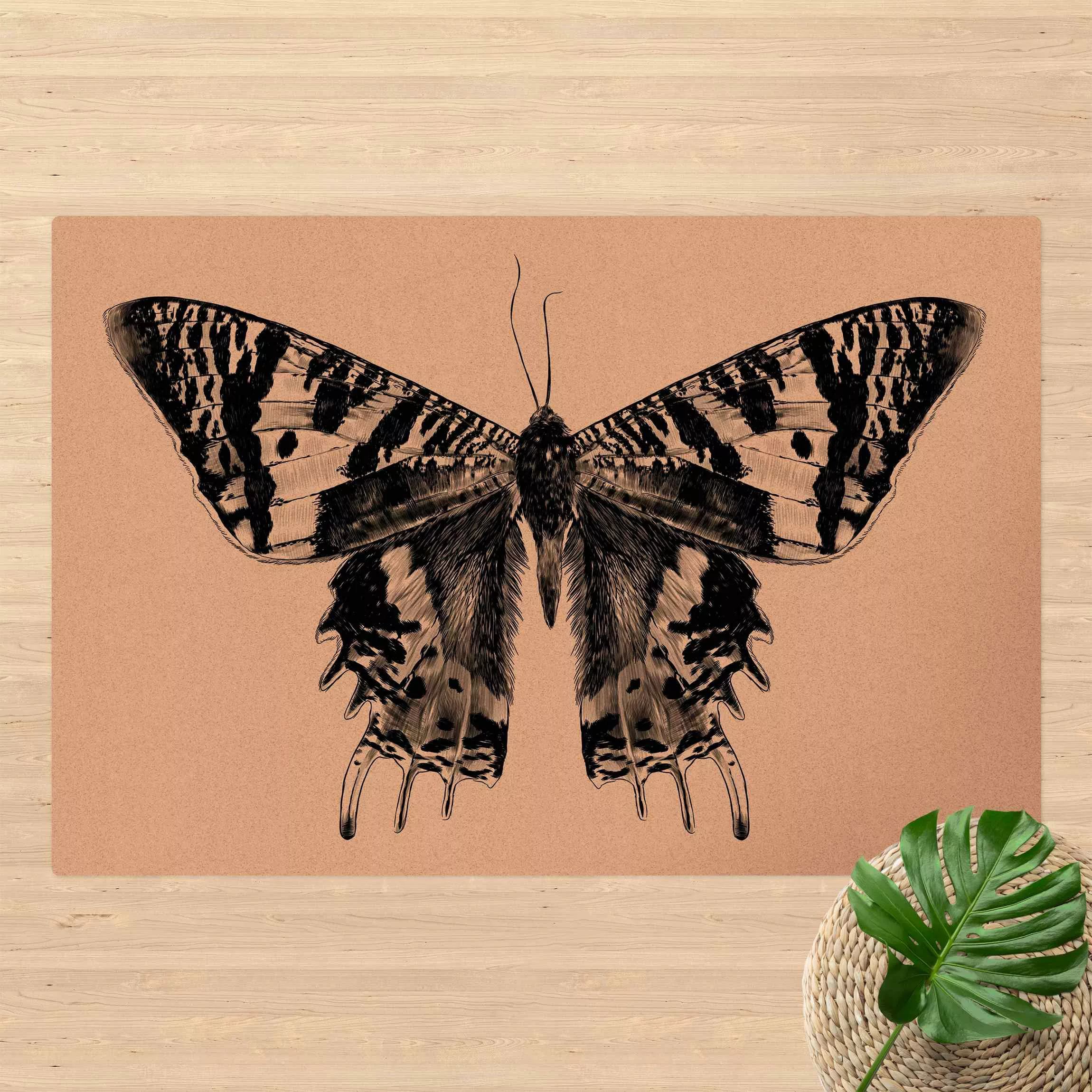 Kork-Teppich Illustration fliegender Madagaskar Schmetterling günstig online kaufen