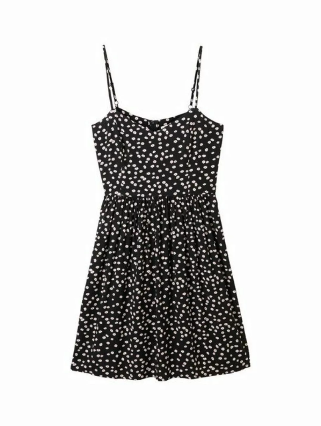 TOM TAILOR Denim Sommerkleid printed strap mini dress, black flower minimal günstig online kaufen