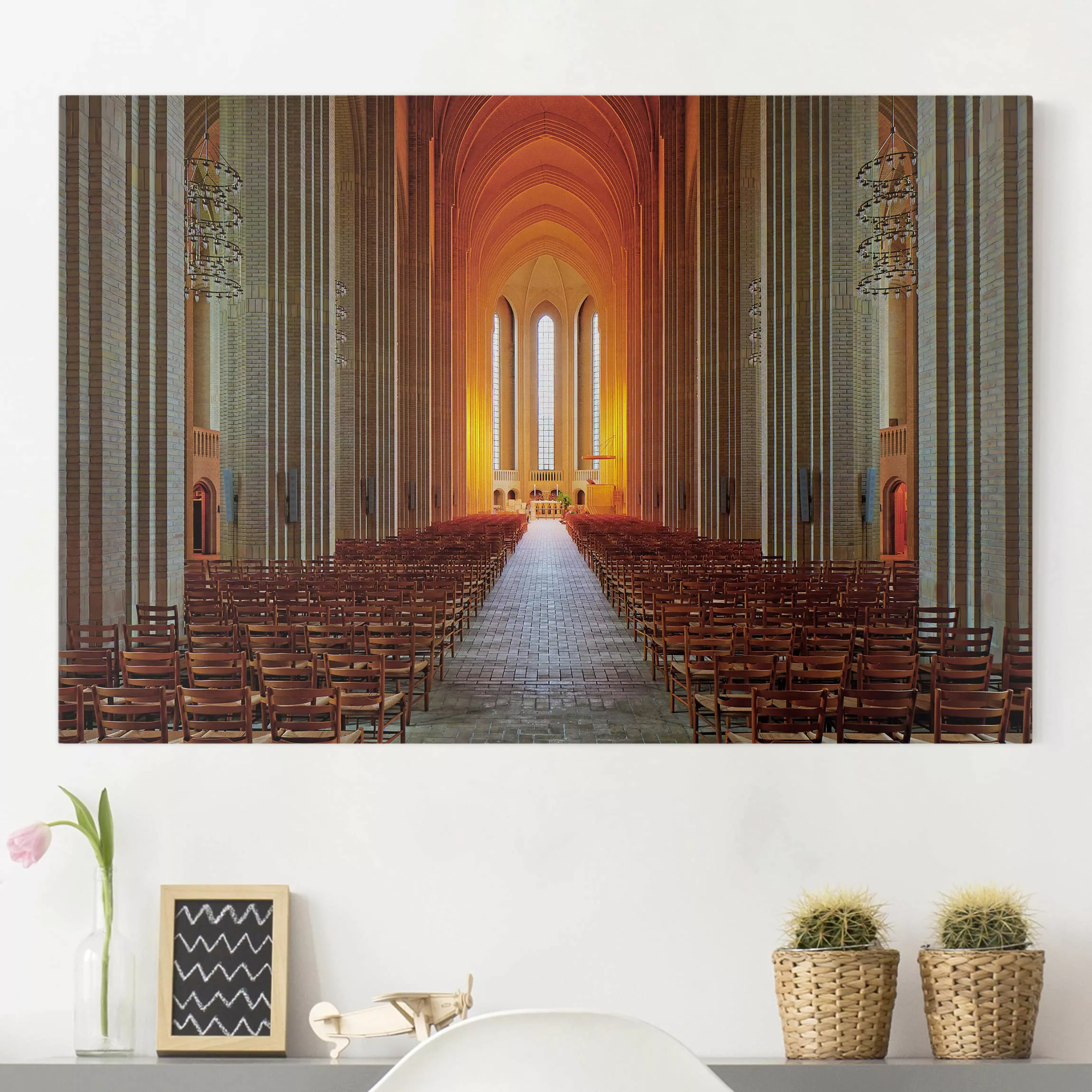 Leinwandbild Architektur & Skyline - Querformat Grundtvigskirche in Kopenha günstig online kaufen