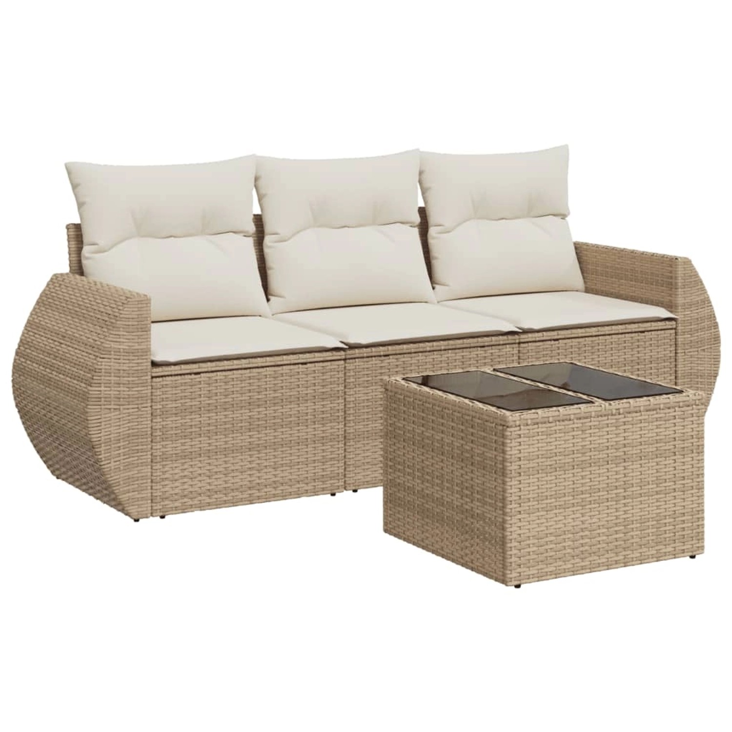 vidaXL 4-tlg Garten-Sofagarnitur mit Kissen Beige Poly Rattan Modell 11 günstig online kaufen