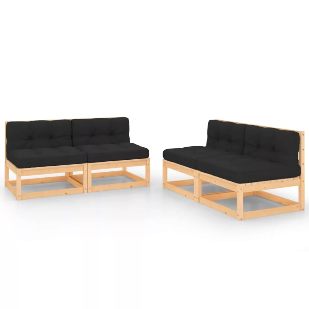 4-tlg. Garten-lounge-set Mit Kissen Massivholz Kiefer günstig online kaufen