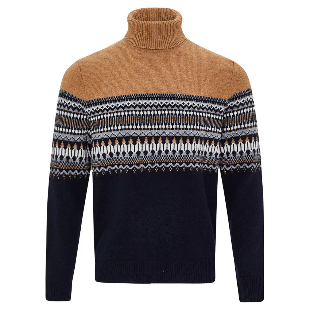Hackett Fairisle Rollkragen Sweater XL Camel / Navy günstig online kaufen