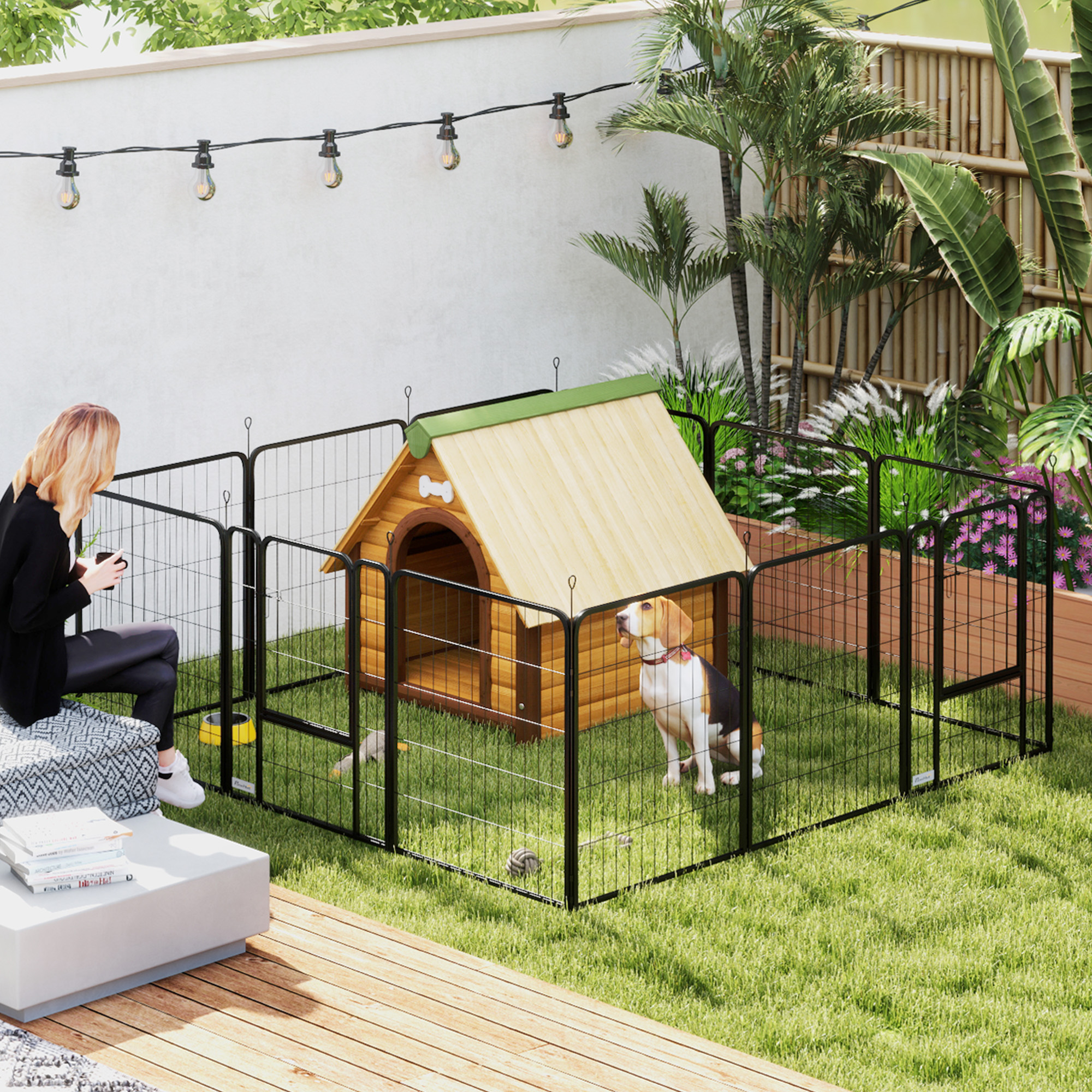 PawHut Hundepark, modulares und faltbares 12-Paneel-Hundegehege, tragbarer günstig online kaufen