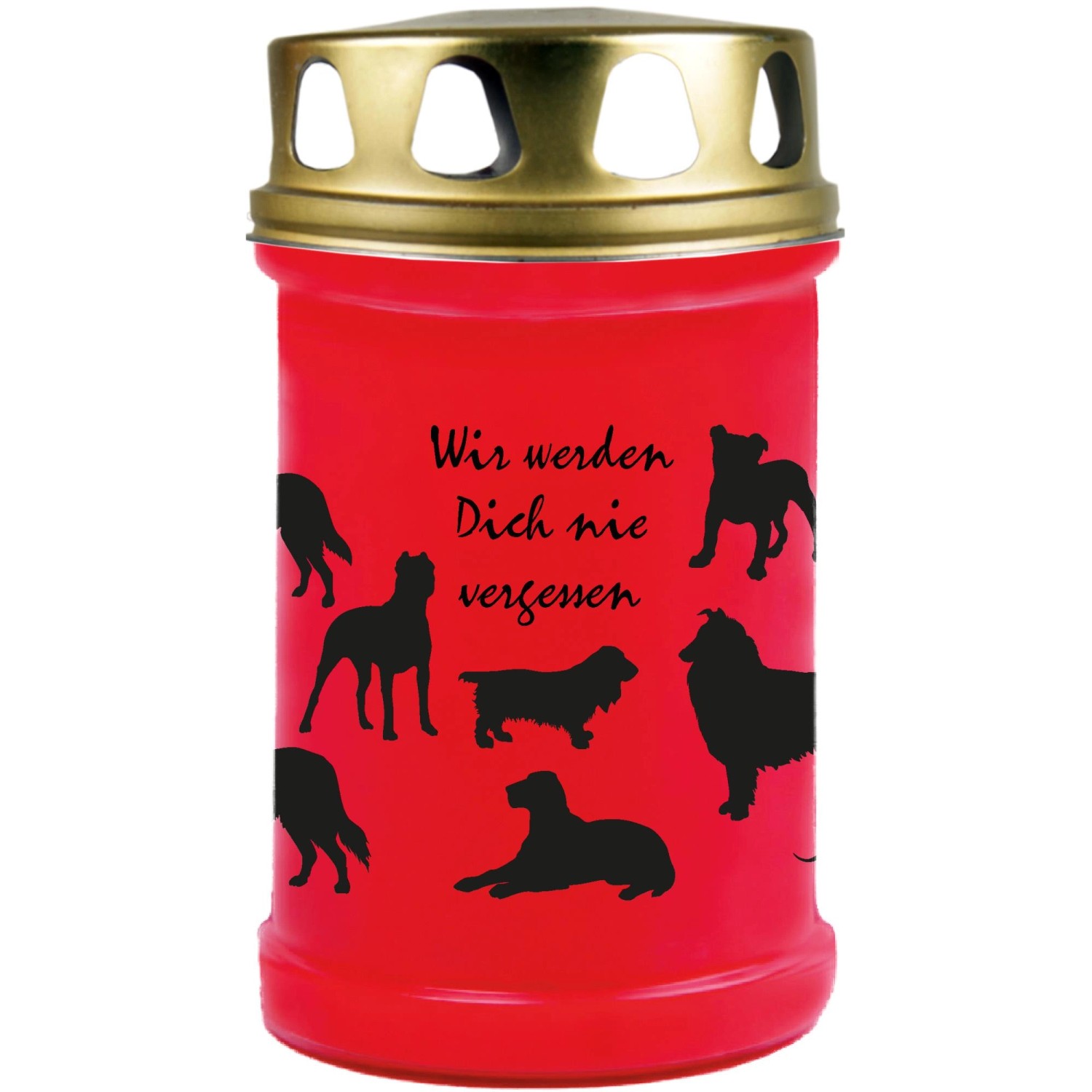 HS Candle Grabkerze Rot 48h Deckel Gold Hunde günstig online kaufen