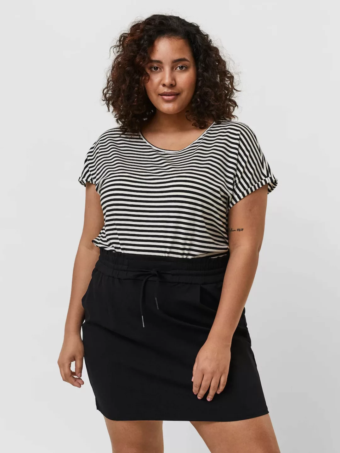 Vero Moda Curve Kurzarmshirt "VMAVA PLAIN SS TOP STRIPE GA NOOS CURVE" günstig online kaufen