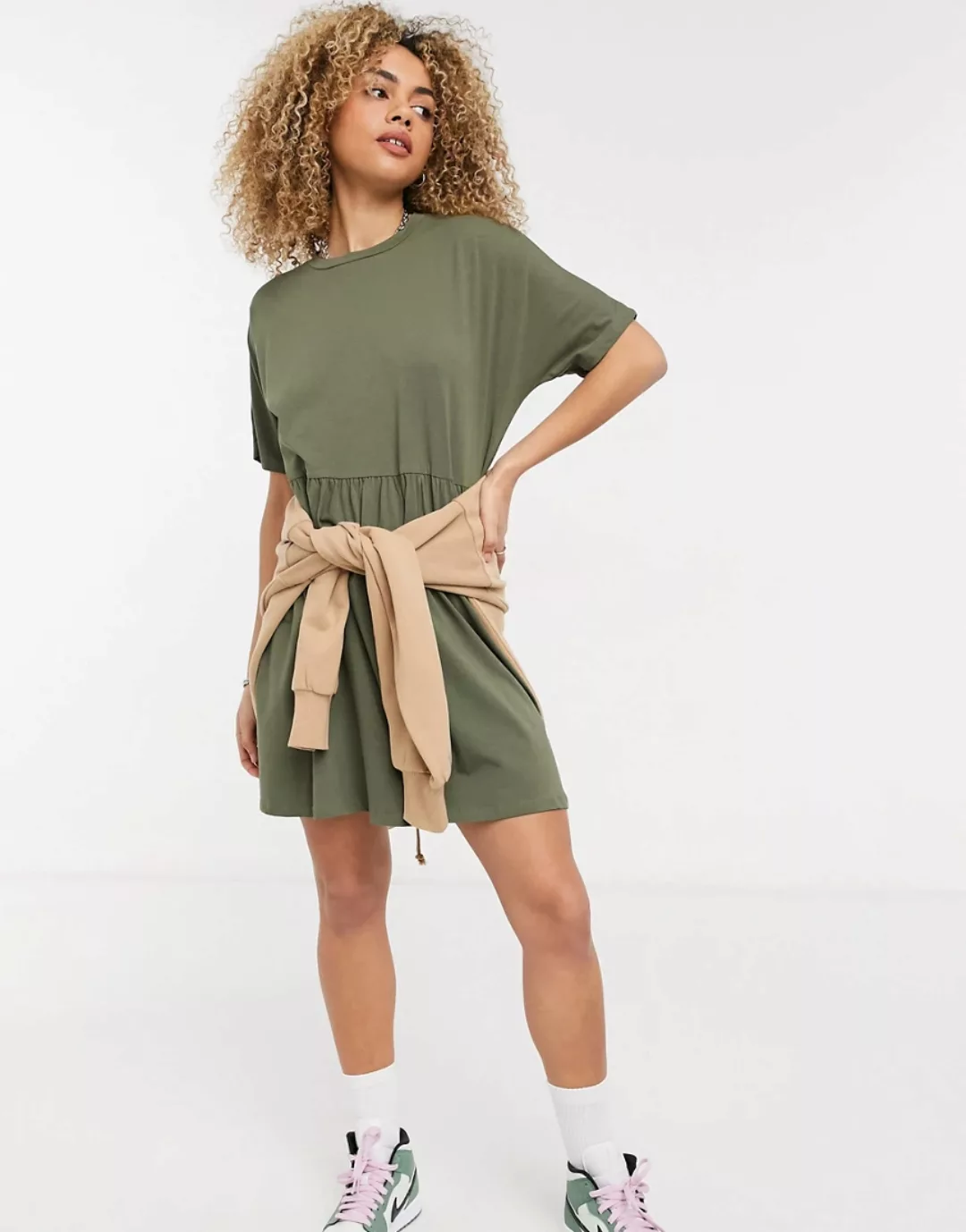 NOISY MAY Kurzärmelig Kurzkleid Damen Grün günstig online kaufen