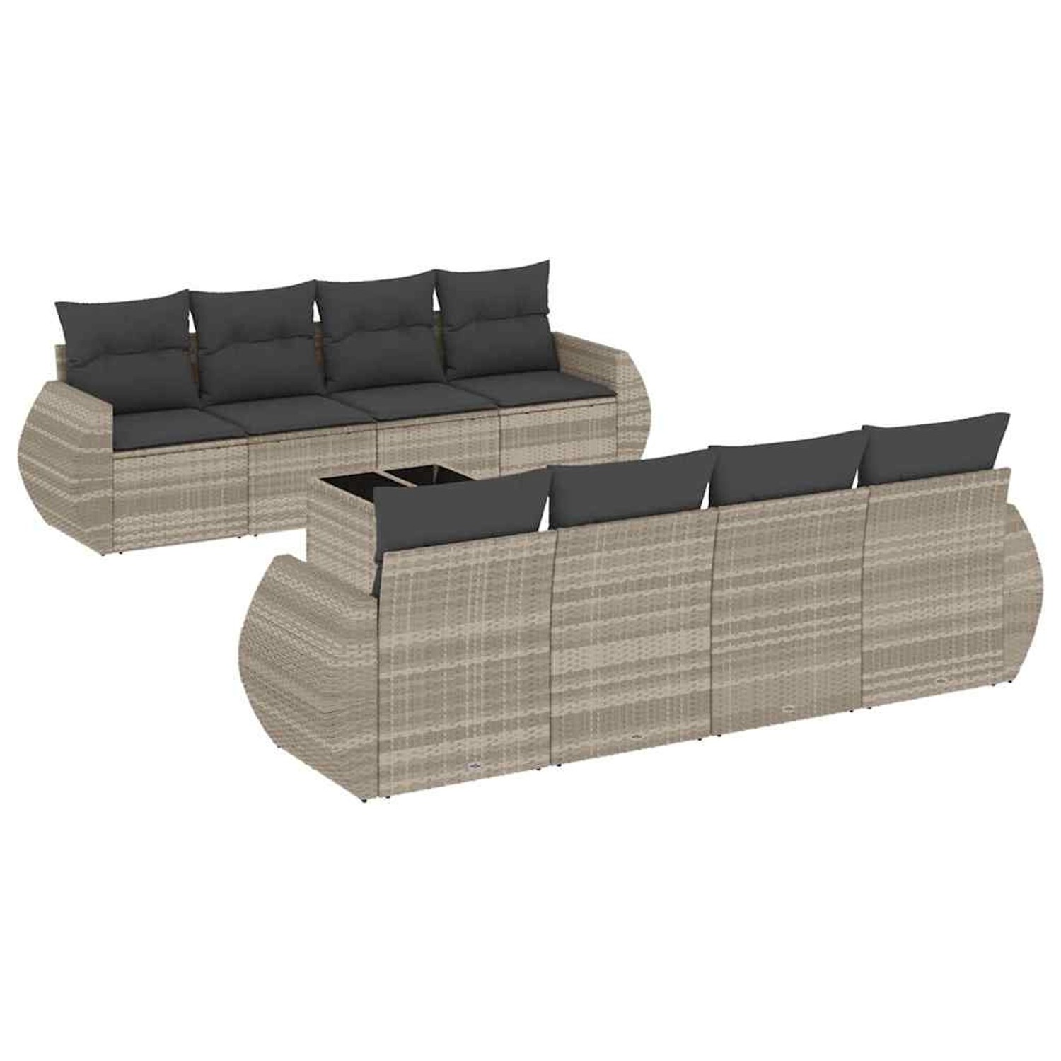 vidaXL 9-Tlg Garten-Sofagarnitur mit Kissen Hellgrau Poly Rattan 3253489 günstig online kaufen