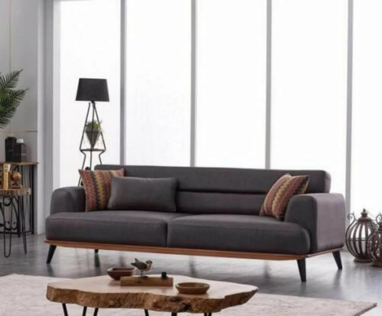 JVmoebel 3-Sitzer Graue Sofa 3 Sitzer Textil Möbel Moderner Designer Dreisi günstig online kaufen