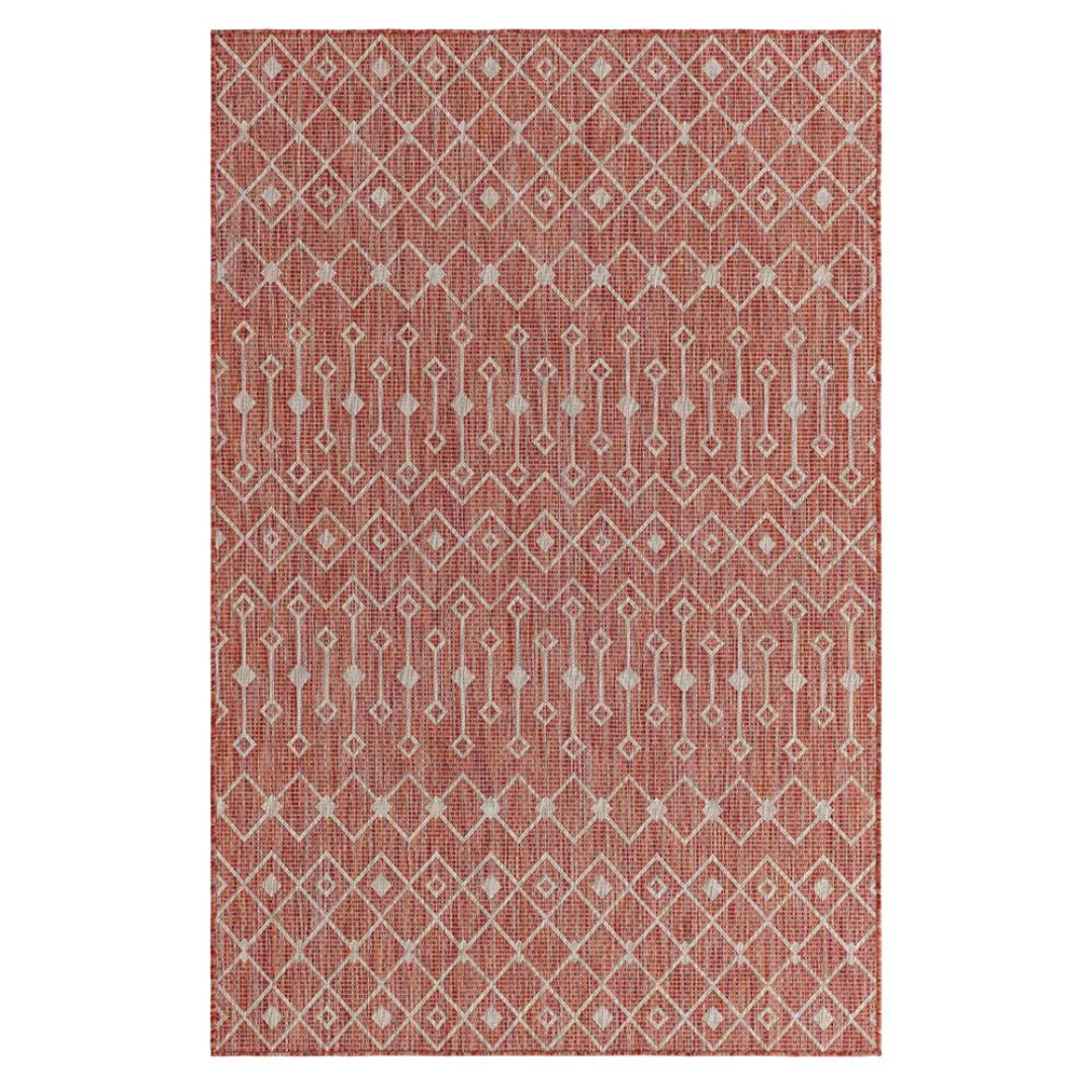Teppich Outdoor mit geometrischem Muster Rostfarben günstig online kaufen