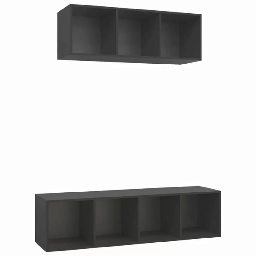 vidaXL Kleiderschrank 2-tlg TV-Schrank-Set Grau Spanplatte günstig online kaufen