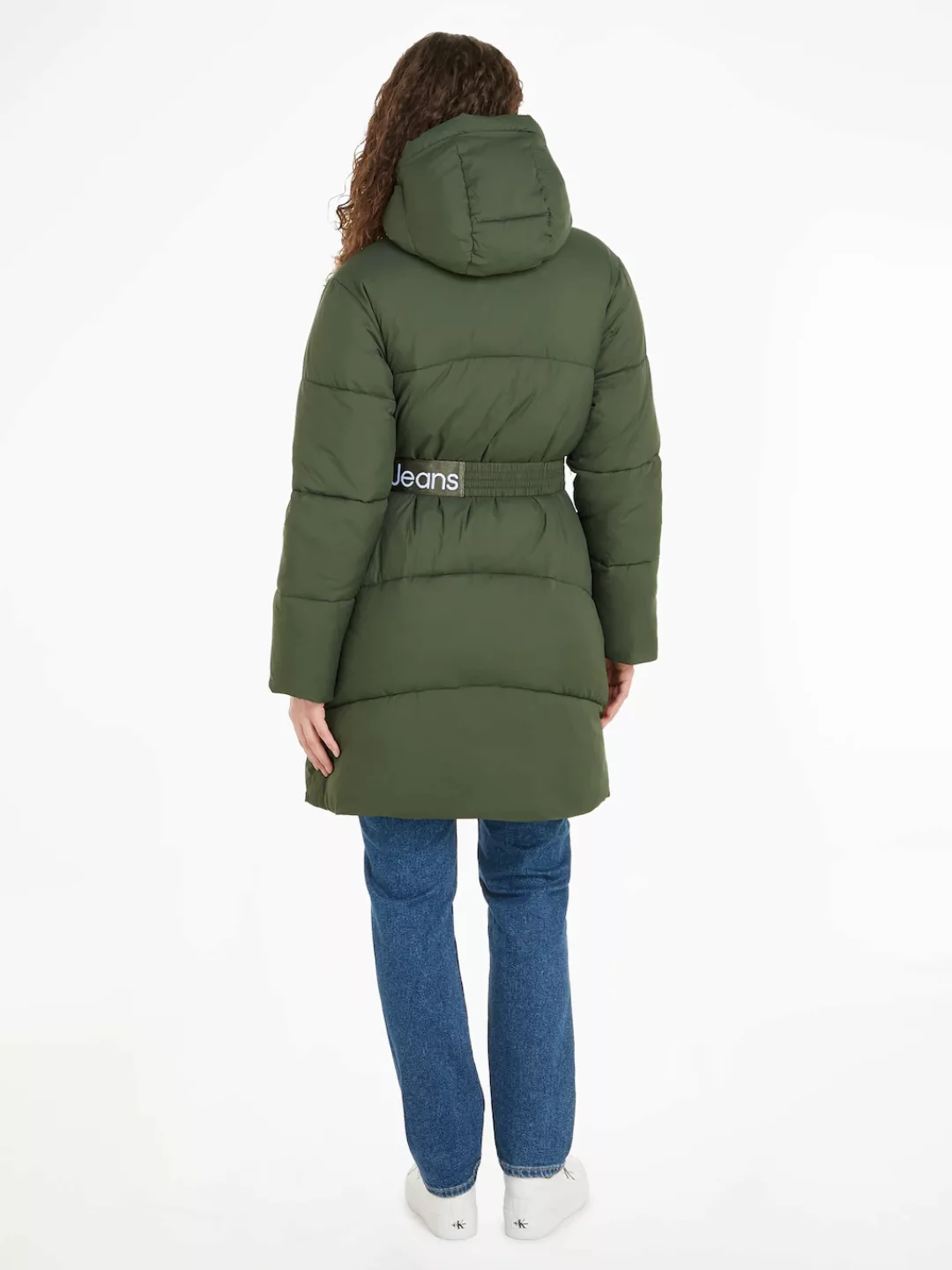 Calvin Klein Jeans Langjacke "LOGO BELT LONG PUFFER", mit Kapuze, mit Taill günstig online kaufen