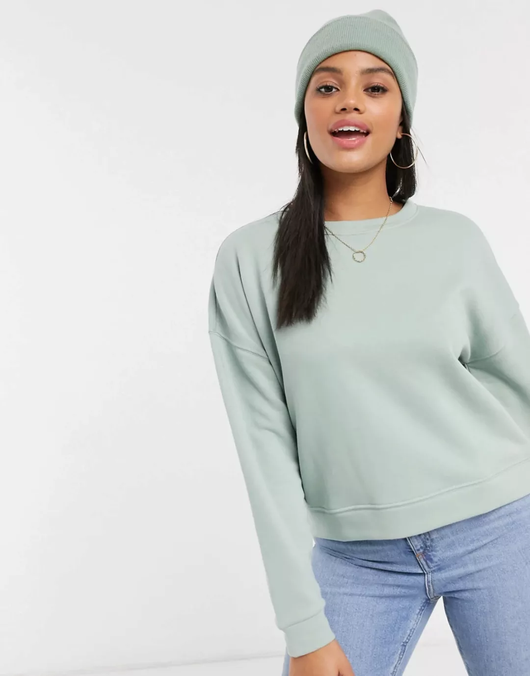 Pieces – Grüner Pullover günstig online kaufen