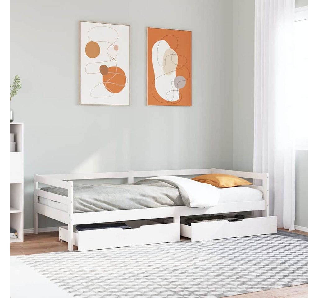 vidaXL Bett, Tagesbett mit Schubladen Weiß 90x200 cm Kiefernholz günstig online kaufen