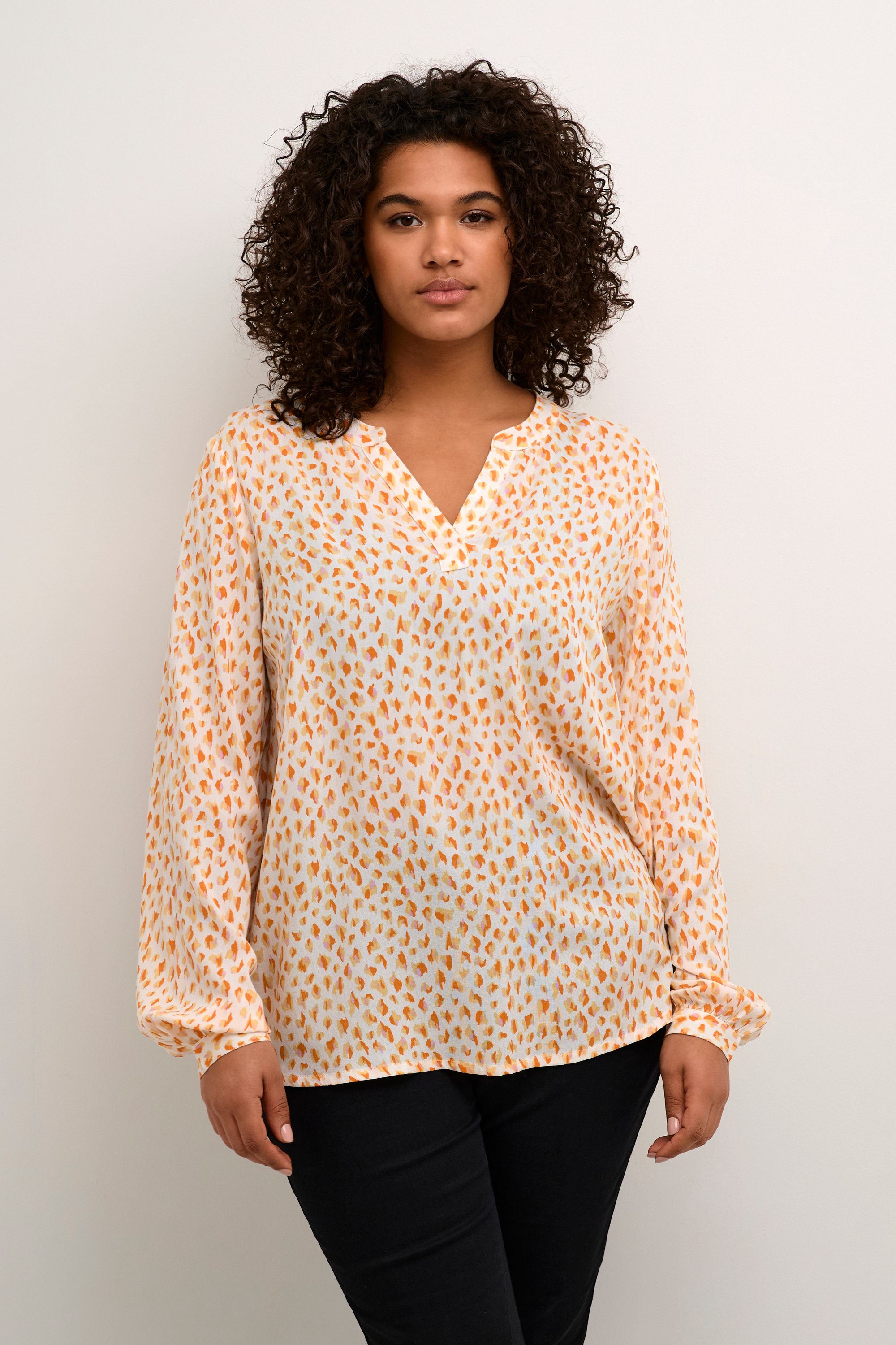 KAFFE Curve Langarmbluse Langarm-Bluse KCjalu Große günstig online kaufen