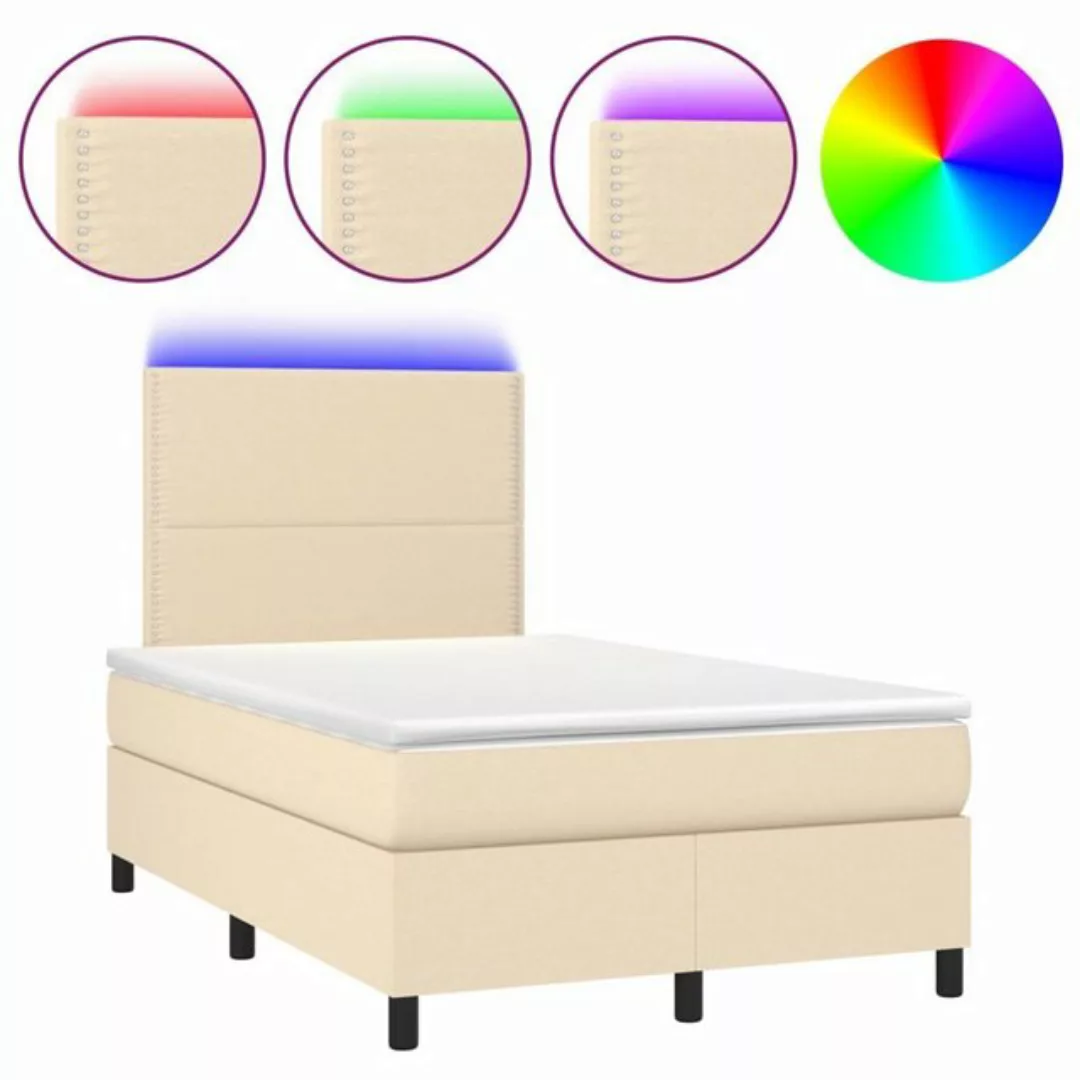 vidaXL Boxspringbett Boxspringbett mit Matratze LED Creme 120x200 cm Stoff günstig online kaufen