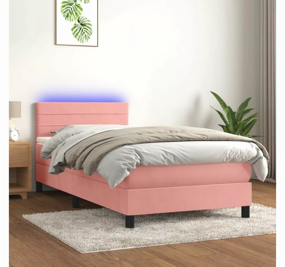 vidaXL Boxspringbett Bett Boxspringbett mit Matratze & LED Samt (80 x 200 c günstig online kaufen