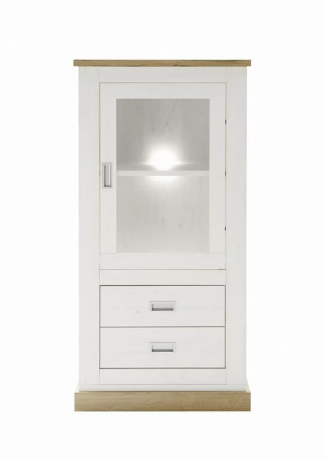 Beauty.Scouts Vitrine "Hamptons" - in Pinie Weiss Dekor, 73x146x40 mit Bele günstig online kaufen