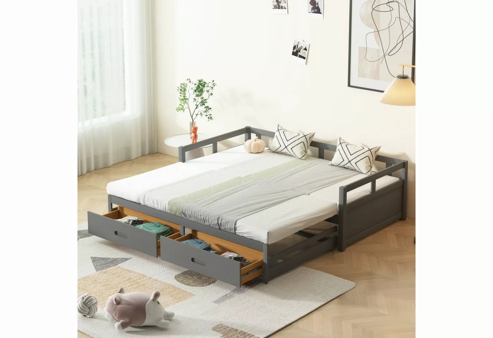 SOFTWEARY Schlafsofa Ausziehbett mit Bettfunktion, inkl. Lattenrost und Sch günstig online kaufen